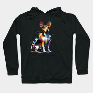 Rat Terrier in Vivid Abstract Splashed Paint Hoodie